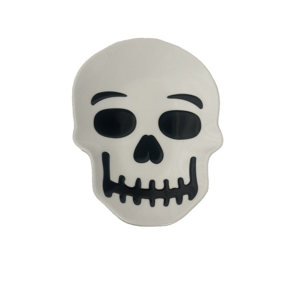 NEW HALLOWEEN APPERTIZER PLATE plastic 7X4.9‎ inches SKULL